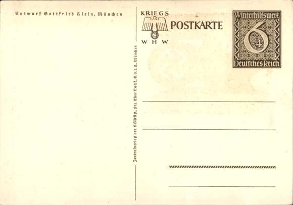Postal stationery artist Postcard Klein, Gottfried, Danzig is German, WHW