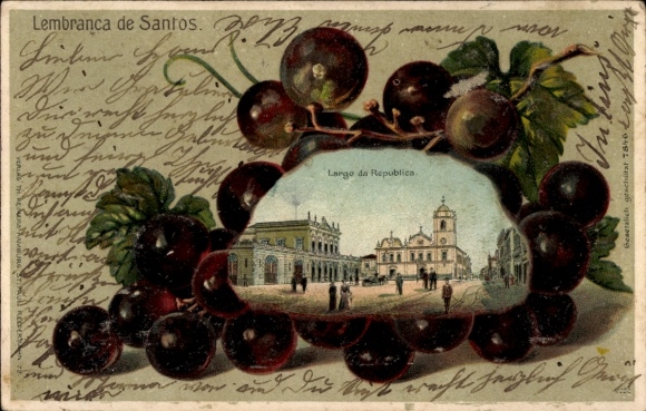 Embossing Chromo-Litho Santos Brazil, Largo da Republica