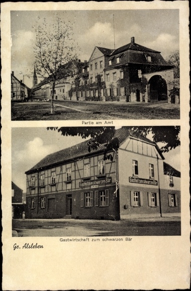Postcard Groß Alsleben Großalsleben Gröningen an der Börde, Am Amt, inn at the black bear