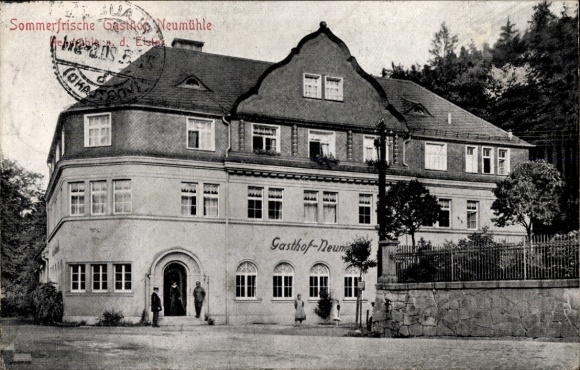 Postcard Neumühle an der Elster Greiz Thuringia, Gasthof Neumühle, summer resort