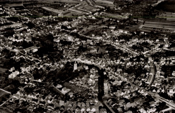 Postcard Eberstadt Darmstadt in Hesse, aerial view of many houses, streets, no people