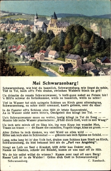 Postcard Schwarzenberg in the Erzgebirge of Saxony, Mei Schwarzenbarg, Panorama