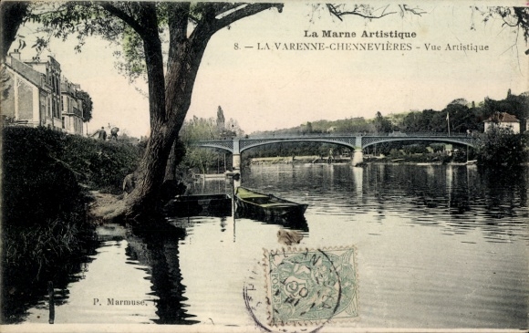 Ak La Varenne Chennevières Saint-Maur-des-Fossés Val de Marne, Vue Artistique, Brücke