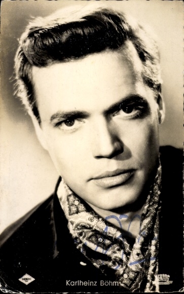 Ak Schauspieler Karlheinz Böhm, Portrait, Kitty und die große Welt, Autogramm