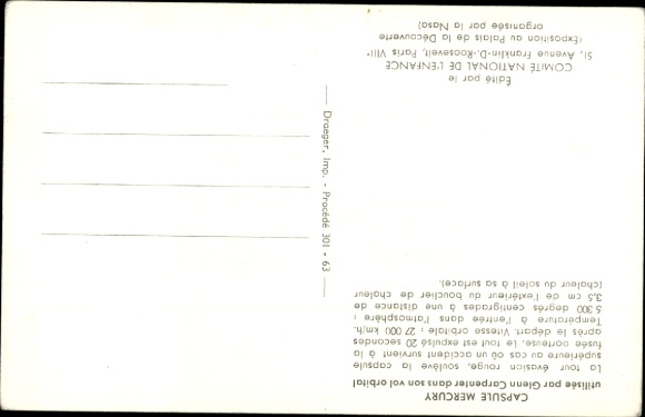 Postcard Space Travel, Mercury Space Capsule