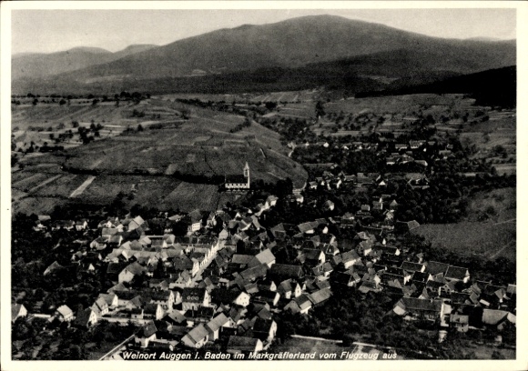 Auggen in Baden, aerial photograph, wine village Auggen I, Markgräflerland, church visible