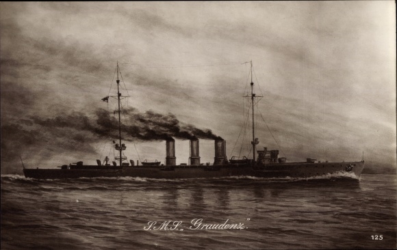 Postcard Deutsches Kriegsschiff, SMS Graudenz, Kleiner Kreuzer