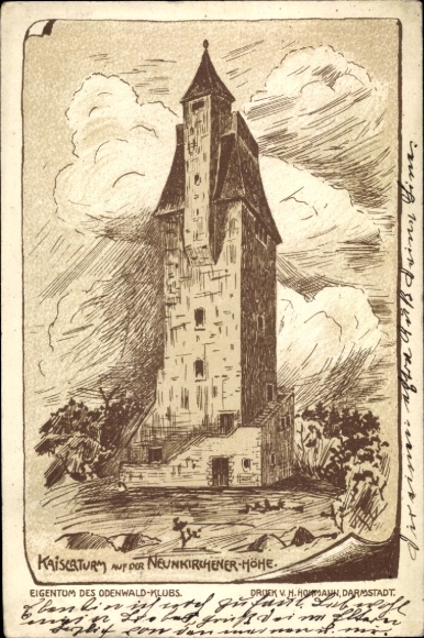 Künstler Ak Lautertal im Odenwald, Kaiserturm auf der Neunkirchener-Höhe