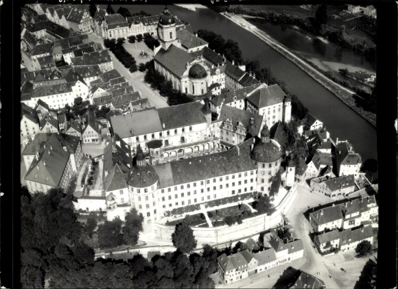 Postcard Neuburg an der Donau Upper Bavaria, an aerial photograph.