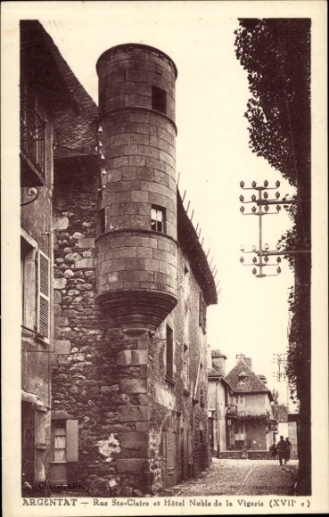 Ak Argentat Corrèze, Historisches Gebäude, Straßenansicht, Hotel Noble de la Vigerie, Steinstr...