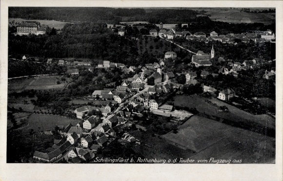 Ak Schillingsfürst in Midden-Franken, luchtfoto
