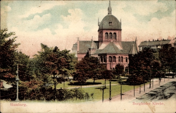 Ansichtkaart Hamburg Borgfelde, kerk