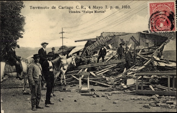Ak Cartago Costa Rica, Terremoto 1910, Zerstörungen nach Erdbeben