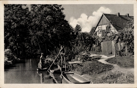 Ak Leipe Lübbenau Spreewald, Flusspartie, Boote