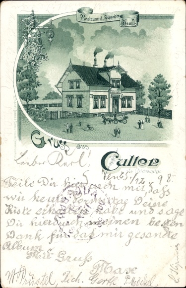Chromo-Litho Culten Neukirchen Pleiße Saxony, Restaurant Schweizerhaus