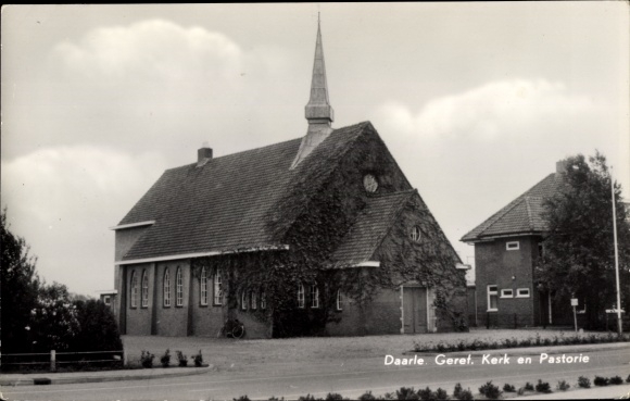 Postcard Daarle Overijssel, Geref. Church and Rectory