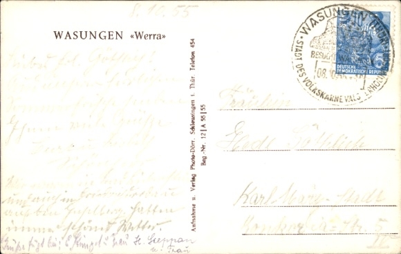 Postcard Wasungen in the Thuringian Forest, general view