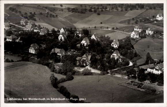 Ak Liebenau Waldenbuch im Schönbuch Württemberg, Luftaufnahme von Liebenau,  schöne Landschaft, K