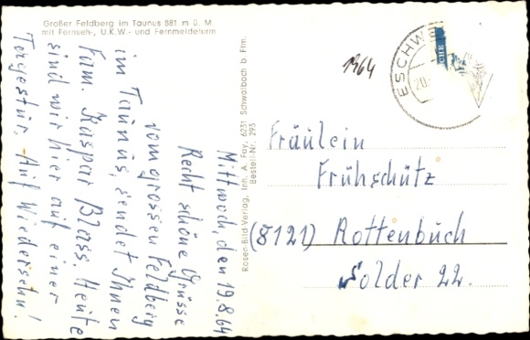 Postcard Niederreifenberg Schmitten im Taunus, Großer Feldberg, Großer Feldberg, telecommunications tower, UK...