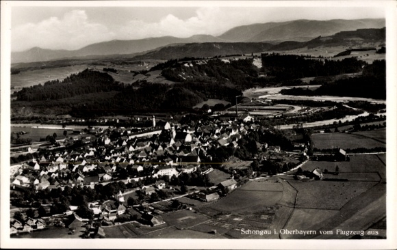 Postcard Schongau in Upper Bavaria, aerial photograph
