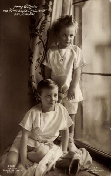Postcard Prince Wilhelm of Prussia, Prince Louis Ferdinand, Child portrait