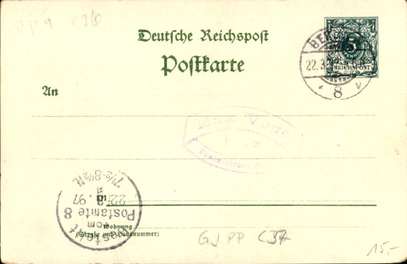 Postwaardestuk litho PP 9 C 50 01, Berlijn, Kaiser Wilhelm Memorial, Memorial Day 1898