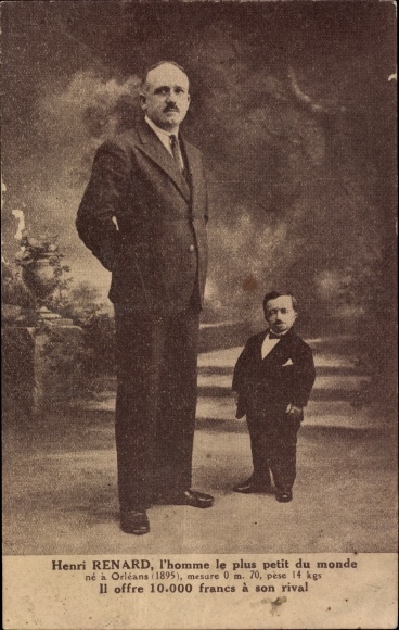 Postcard Henri Renard, the smallest man in the world, 70cm, 14kg