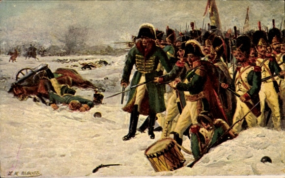 Artist CPA Souvenir of 1812, Napoleon in Russia
