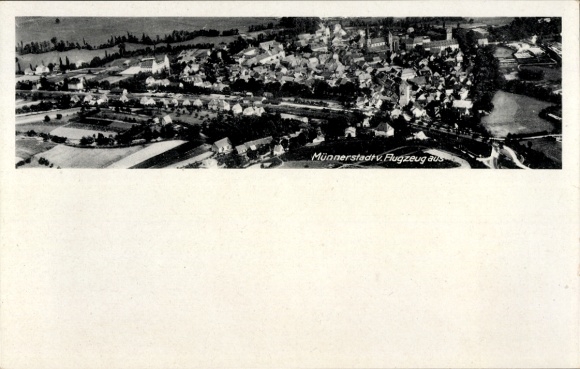 Postcard Münnerstadt in Lower Franconia Bavaria, aerial photograph