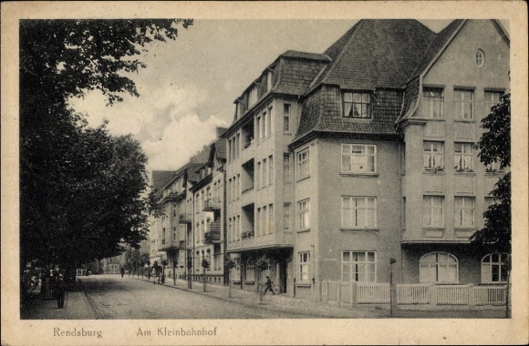 Ak Rendsburg in Schleswig Holstein, Partie am Kleinbahnhof