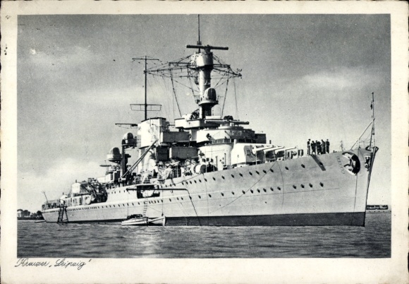 Ak Deutsches Kriegsschiff, Leichter Kreuzer Leipzig, Kriegsmarine, II. WK