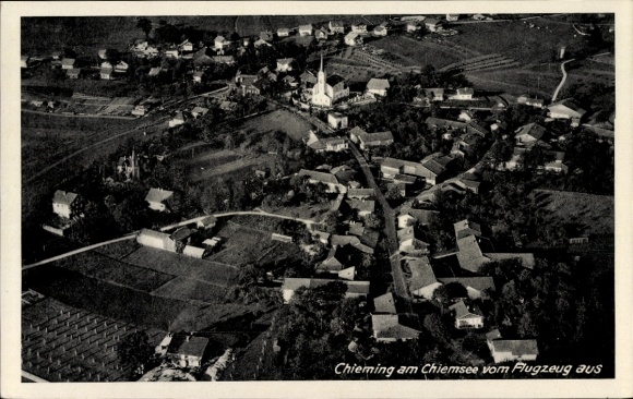 Postcard Chieming am Chiemsee Upper Bavaria, aerial photograph