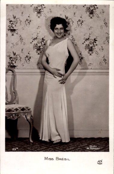Photo Postcard Miss Brazil, portrait in dress
