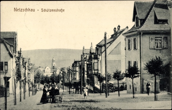 Ak Netzschkau im Vogtland, Schützenstraße