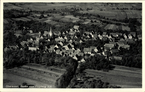 Postcard Oberacker Kraichtal in Baden, aerial photograph