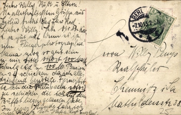 Postcard Berlin Treptow Johannisthal, airfield, Otto-Eindecker, A. Baierlein, Generaloberst von Linsingen