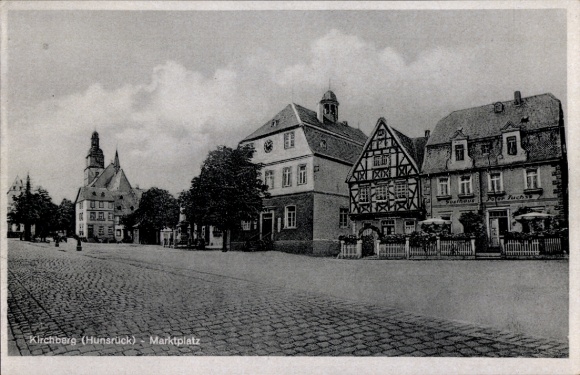 Postcard Kirchberg im Hunsrück, market square