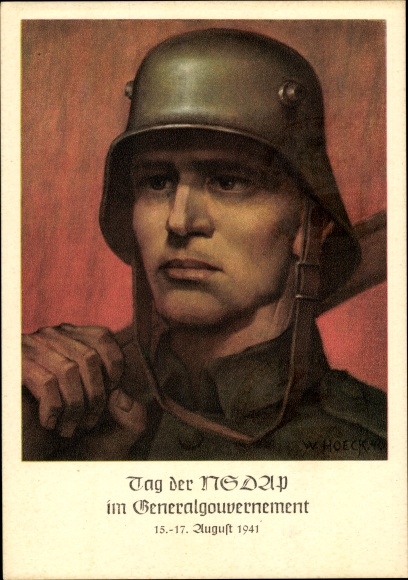Artist Postcard Hoeck, W., Krakow, Day of the NSDAP in the General Government 1941, Wehrmacht soldier
