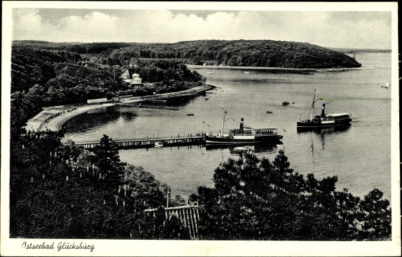 Postcard Glücksburg on the Baltic Sea, pier