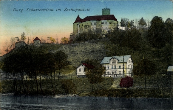 Ak Scharfenstein Drebach im Erzgebirge Sachsen, Burg