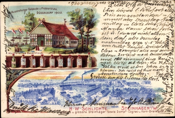 lito Steinhagen w Westfalii, budynek wystawowy Probierstube Düsseldorf 1902, HW Schlichte