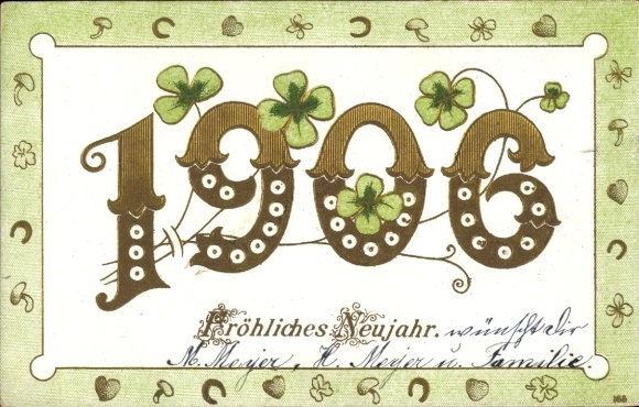 PC Happy New Year, cloverleaf, year 1906
