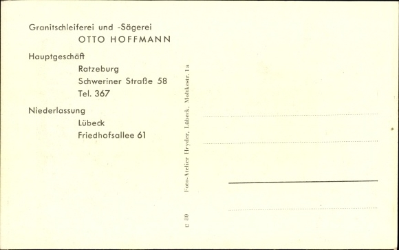 PC Hanseatic City of Lübeck, Wilhelm Schewe, calm gently, Otto Hoffmann stone carving craft