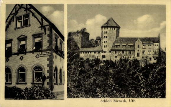 Postcard Rieneck in the Spessart Lower Franconia, castle, winery and bakery