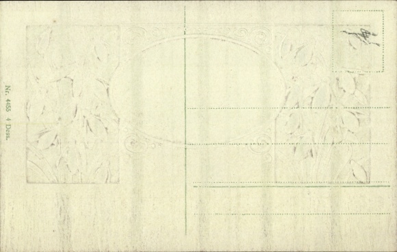 Embossed Passepartout Postcard Forest Path, Snowdrops