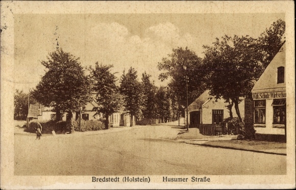Postcard Bredstedt in North Friesland, Husumer Straße, economy