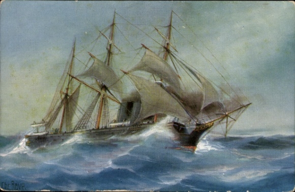 Artist Postcard Rave, Chr., Marinegalerie No. 287, SM Training Ship Sophie, 1881