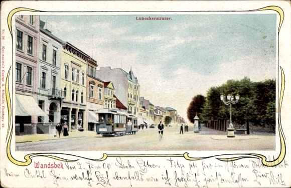 passe-partout Ak Hamburg Wandsbek, Lübecker Straße, tram