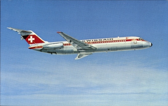 Postcard Swiss passenger aircraft of Swissair, McDonnell Douglas DC-9-32, HB-IFH
