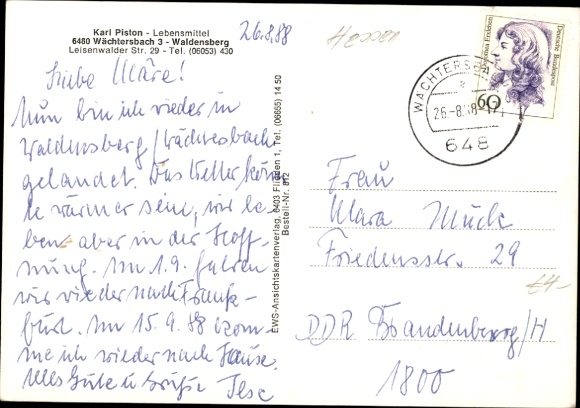 Postcard Wächtersbach in Hessen, Waldensberg, coat of arms, partial views, church